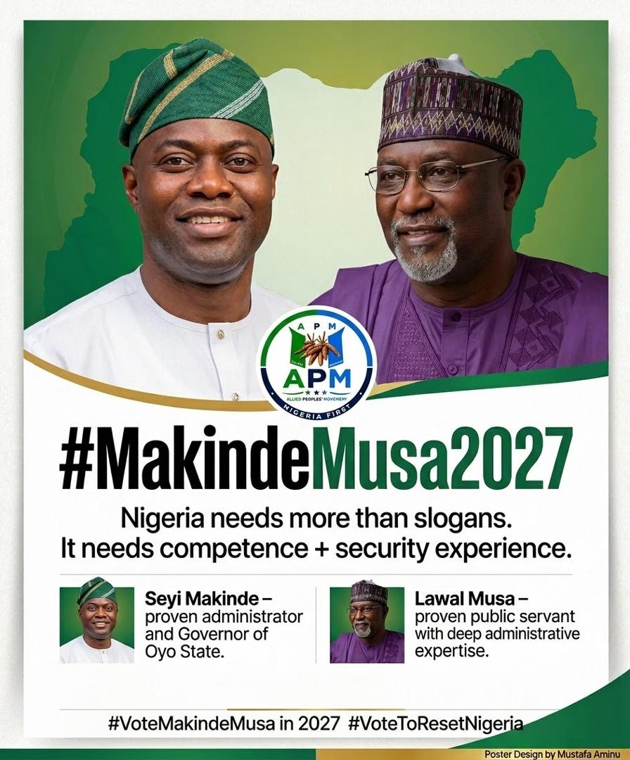 #MakindeDaura2027  Nigeria needs more than slogans. It needs competence + security experience.  Seyi Makinde – proven administrator and Governor of Oyo State  Lawal Daura – former DSS DG with deep security expertise  A balanced ticket. A serious alternative. Ready to reset Nigeria in 2027.  #VoteMakindeDaura in 2027 #VoteToResetNigeria #VoteAPM